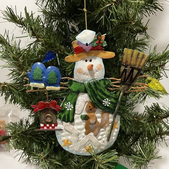 6" Costco Metal Snowman Ornament / Hanging Decoration Woodland Forest - Picture 1 of 4